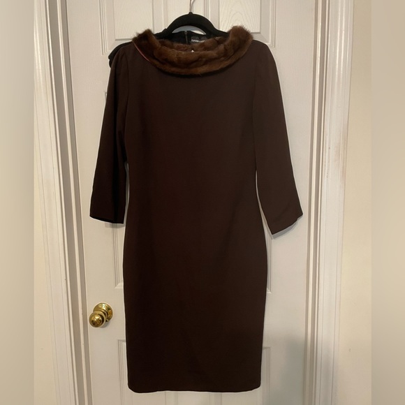 Classy brown fur trimmed dress - Picture 1 of 2